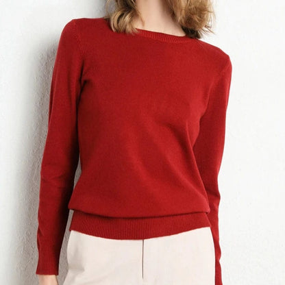 Women's Simple Crew Neck Sweater Long Sleeve