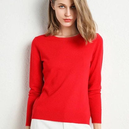 Women's Simple Crew Neck Sweater Long Sleeve