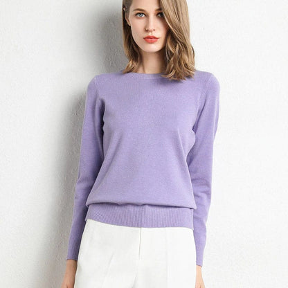 Women's Simple Crew Neck Sweater Long Sleeve