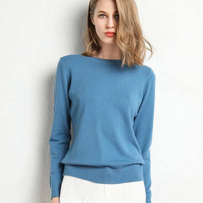 Women's Simple Crew Neck Sweater Long Sleeve