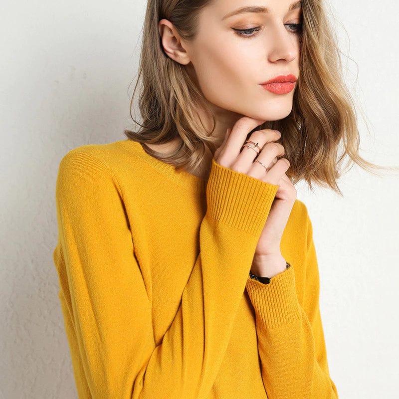 Women's Simple Crew Neck Sweater Long Sleeve