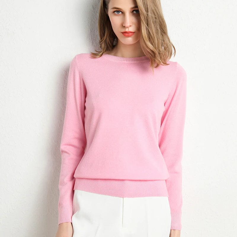 Women's Simple Crew Neck Sweater Long Sleeve