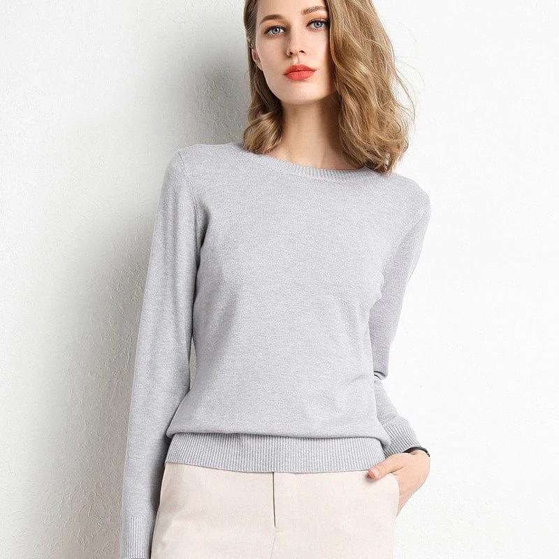 Women's Simple Crew Neck Sweater Long Sleeve