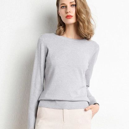 Women's Simple Crew Neck Sweater Long Sleeve