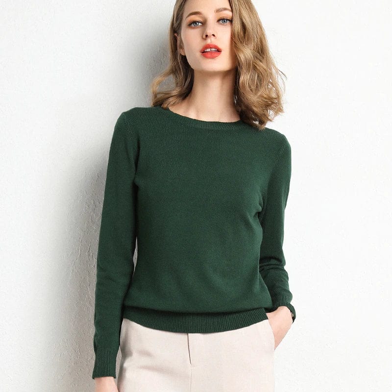 Women's Simple Crew Neck Sweater Long Sleeve