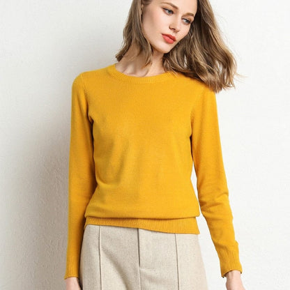 Women's Simple Crew Neck Sweater Long Sleeve