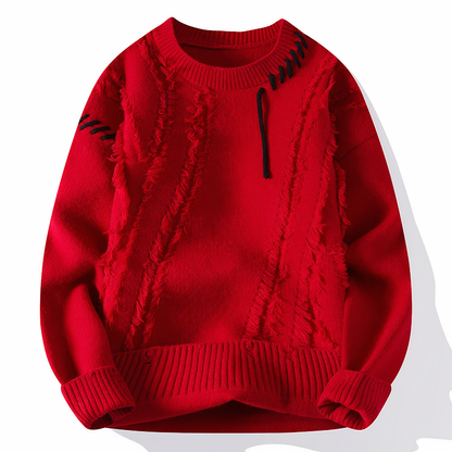 Casual Patchwork Crew Neck Sweater