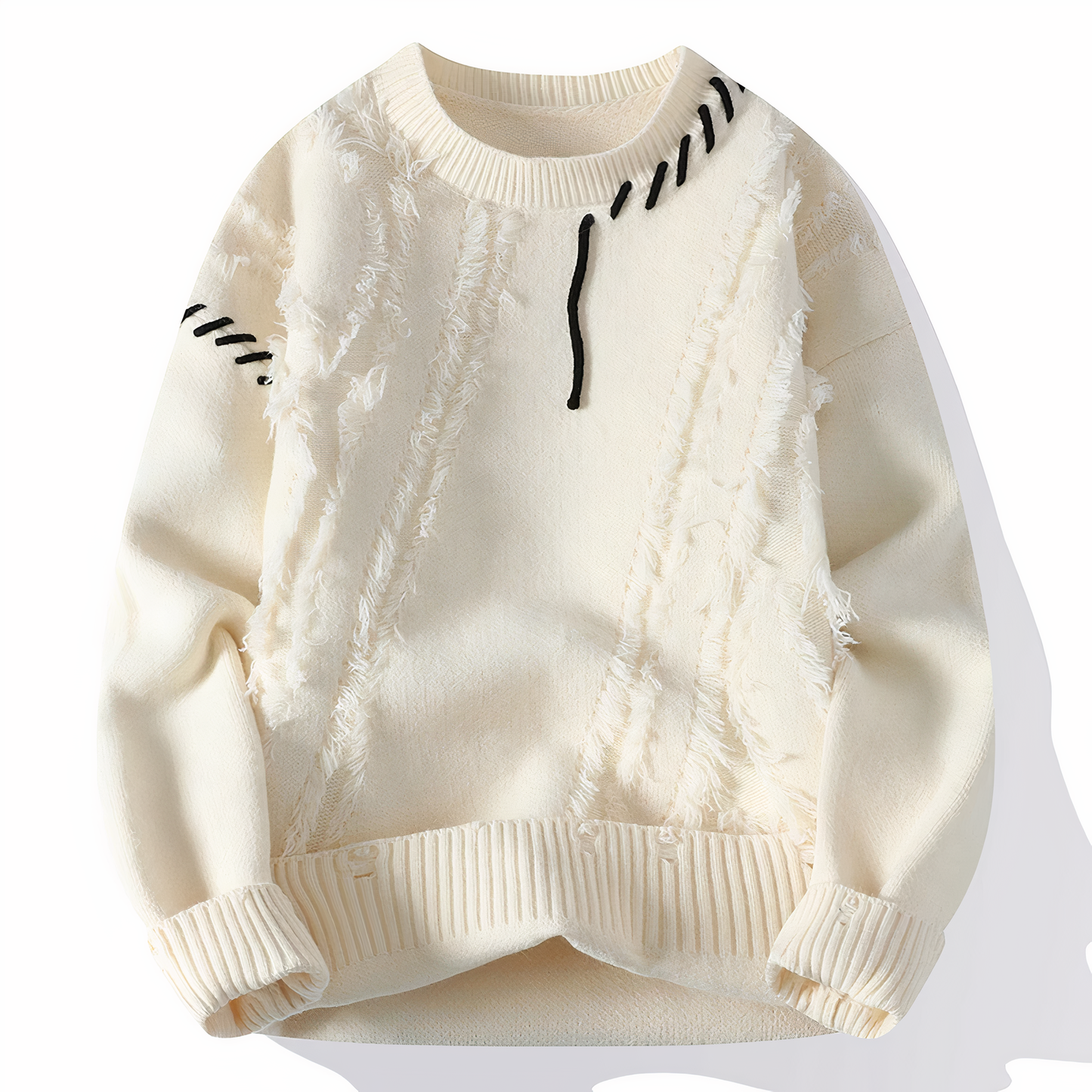 Casual Patchwork Crew Neck Sweater