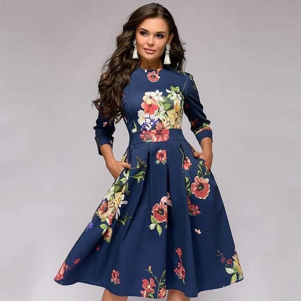 Image of Patricia | Women's Dress with Pockets A-Line Midi Dress