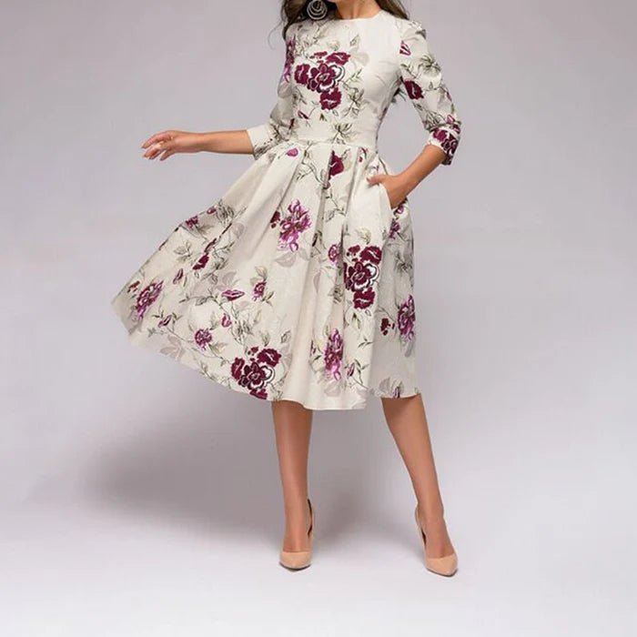 Image of Patricia | Women's Dress with Pockets A-Line Midi Dress
