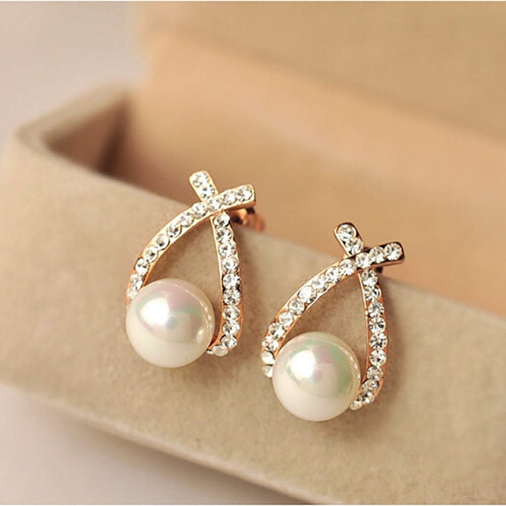Sparkly Pearl Drop Earrings for Women - Pexav