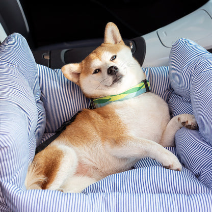 Pet Car Seat - RoadTrip Pet Bolster-Blue Striped-Single-Nora Luxe