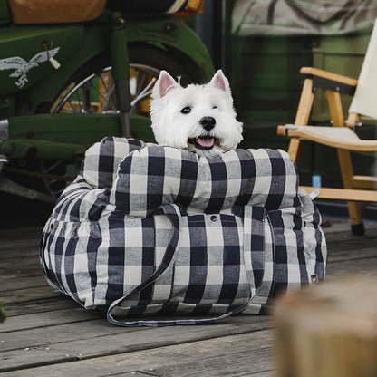 Pet Car Seat - RoadTrip Pet Bolster-Blue Striped-Single-Nora Luxe