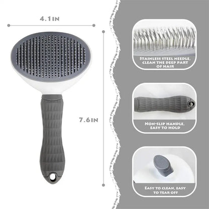 PET CARE BRUSH - SELF-CLEANING COMB FOR DOGS AND CATS-Gray-Nora Luxe