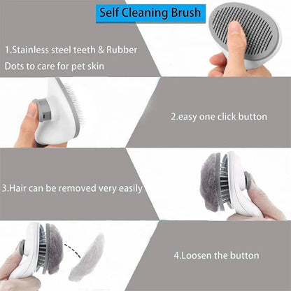 PET CARE BRUSH - SELF-CLEANING COMB FOR DOGS AND CATS-Gray-Nora Luxe