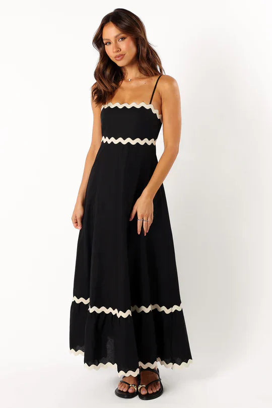 Flowy Maxi Dress with Thin Straps and Relaxed Fit