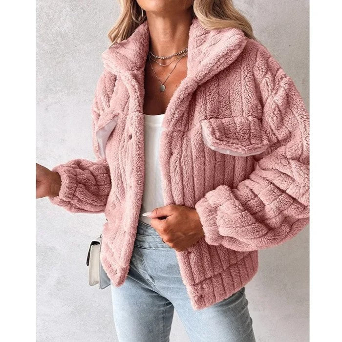 Quilted Faux Fur Denim Jacket