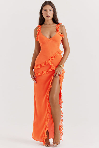 Elegant Long Chiffon Dress - Sleeveless Slim Fit - Nocini