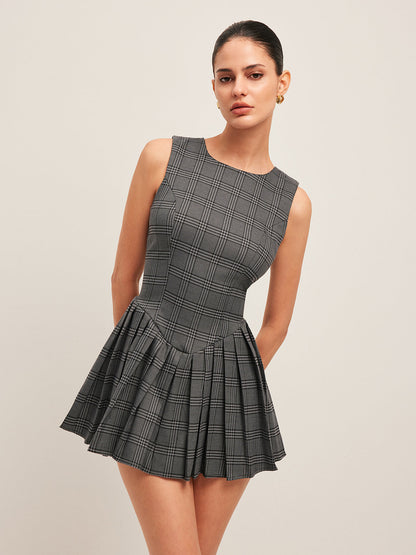 Classic Checked Strapless Summer Dress