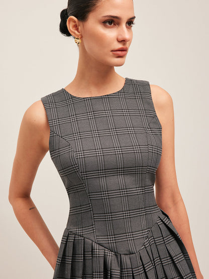 Classic Checked Strapless Summer Dress