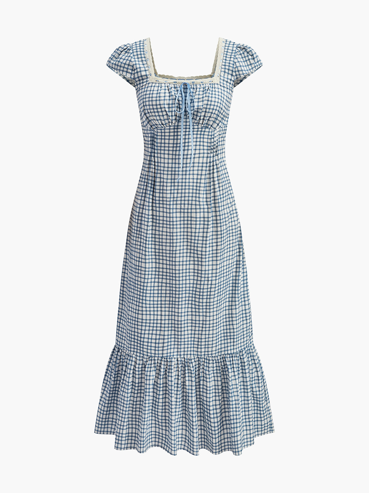 Checks Floral Mesh Dress - Pexav