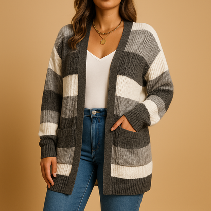 Warm Checked Button Cardigan for Women - Nocini