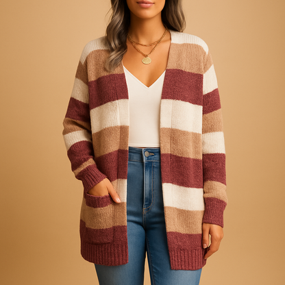 Plaid puff sleeve cardigan for women with slim fit and open front, perfect for pairing with jeans, skirts, or leggings for stylish layered outfits.