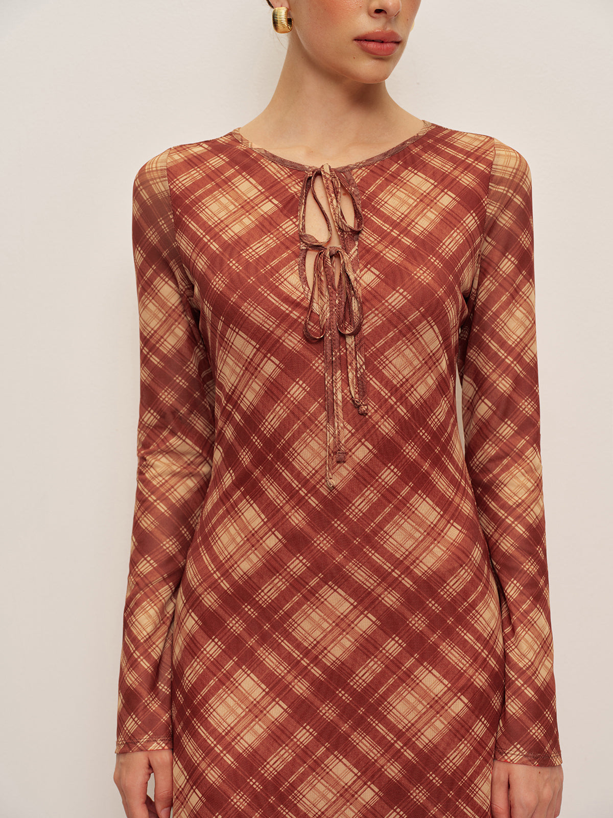Classic Check Button Front Dress