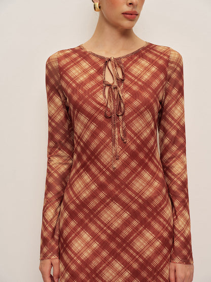 Classic Check Button Front Dress