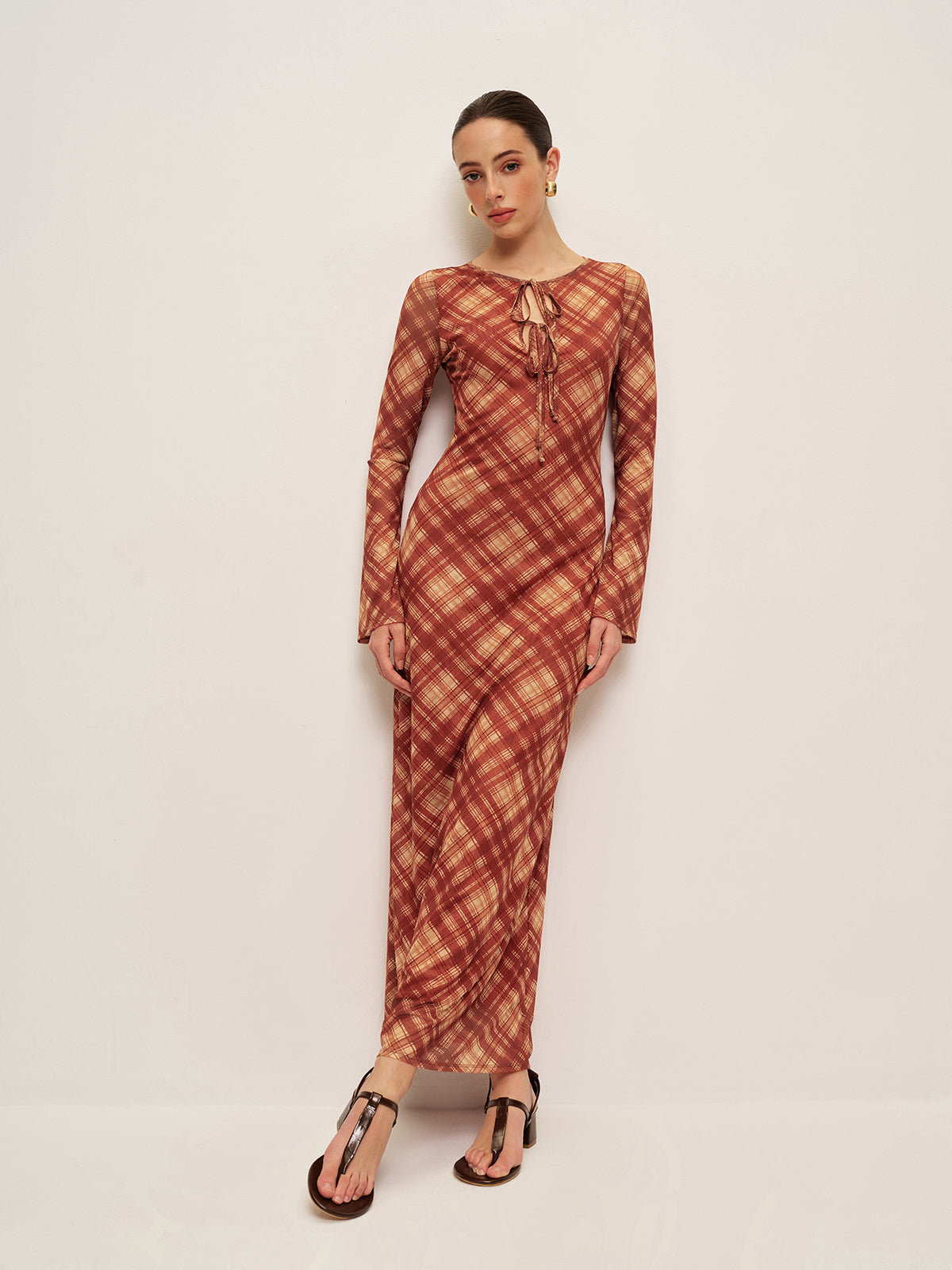 Classic Check Button Front Dress