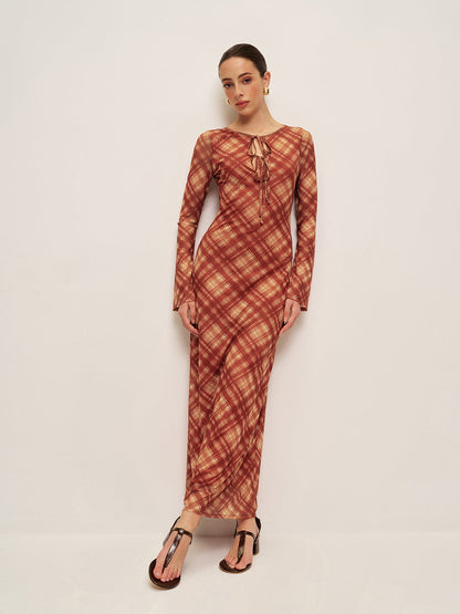 Classic Check Button Front Dress