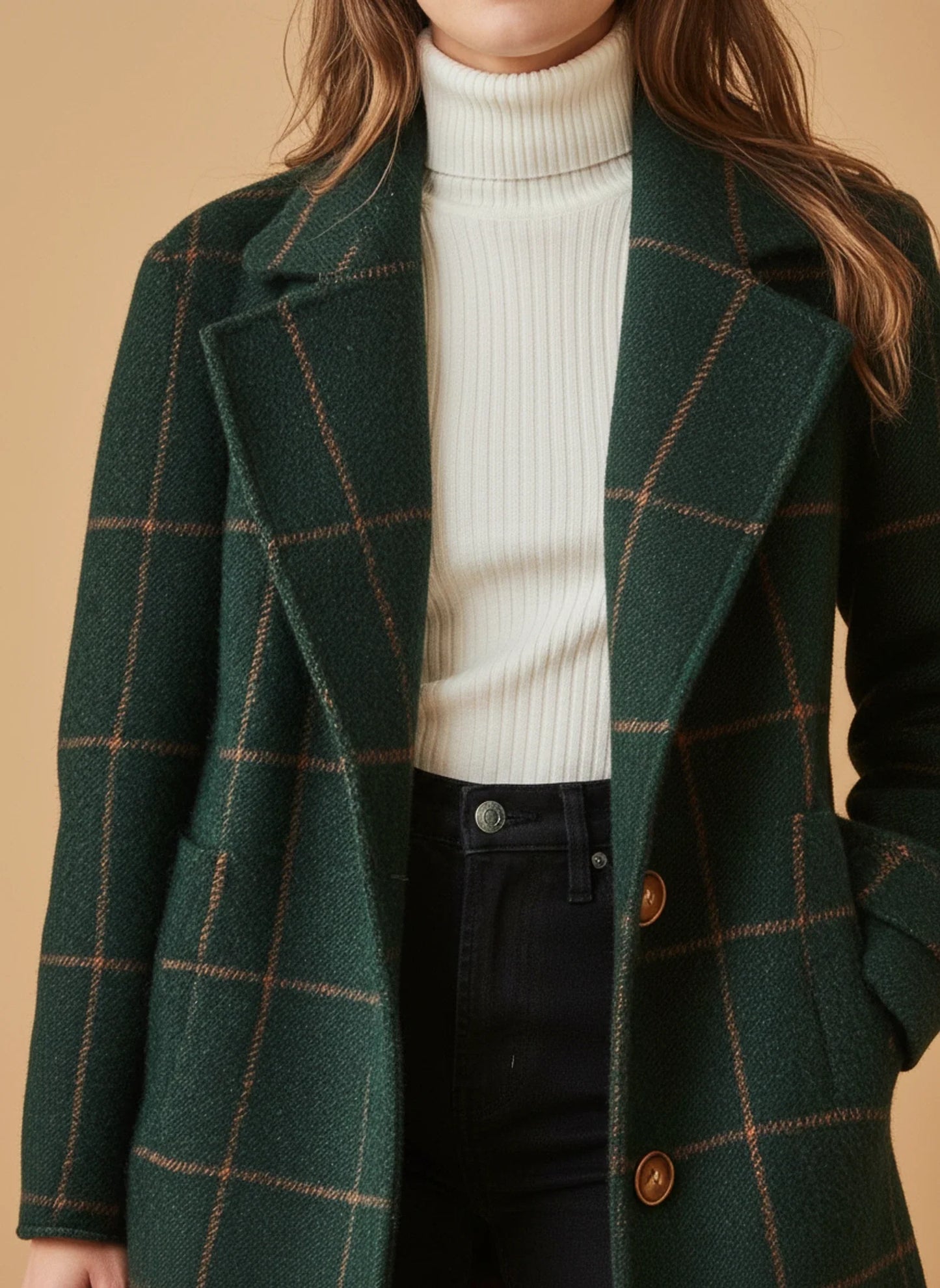 Classic Checked Winter Coat for Ladies