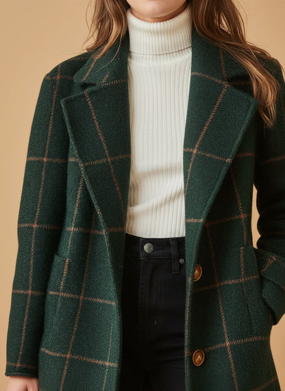 Classic Checked Winter Coat for Ladies