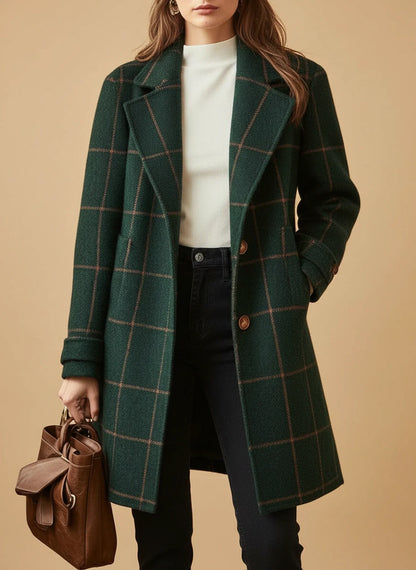 Classic Checked Winter Coat for Ladies - Olytrend