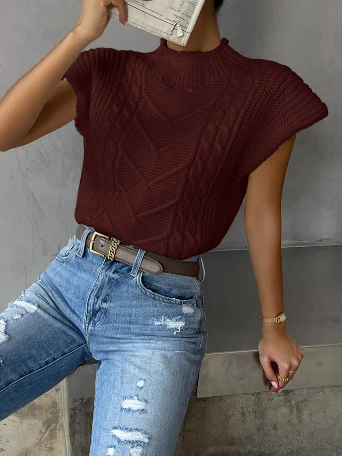 Simple Crew Neck Sweater Vest