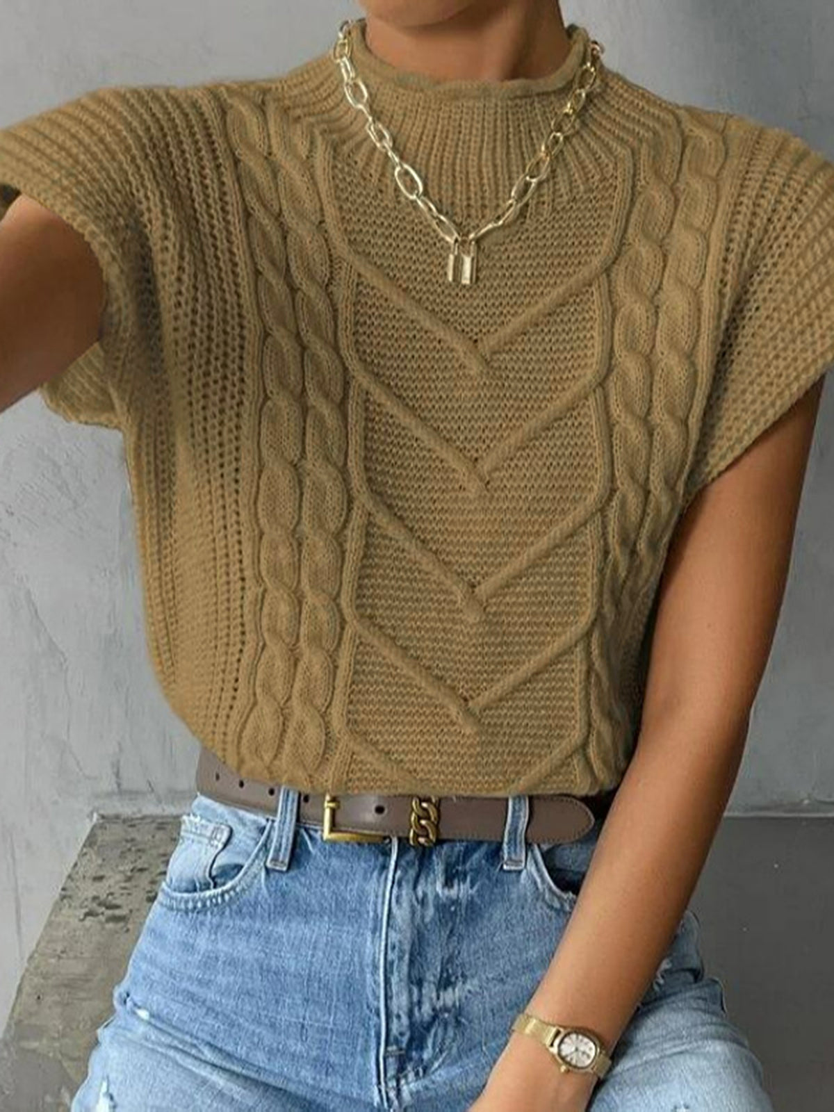 Simple Crew Neck Sweater Vest