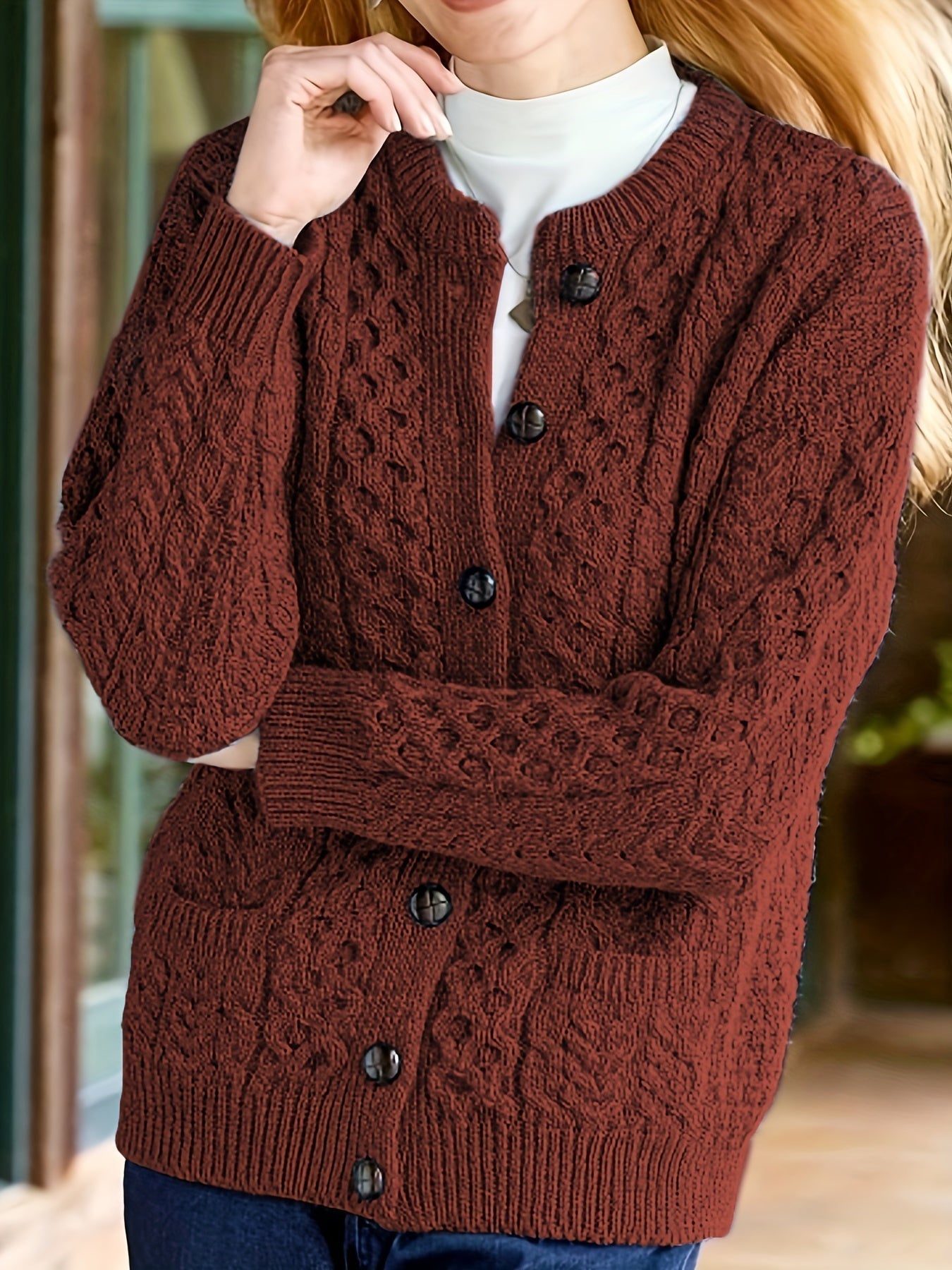 Cozy Button Front Pocket Cardigan - Nocini