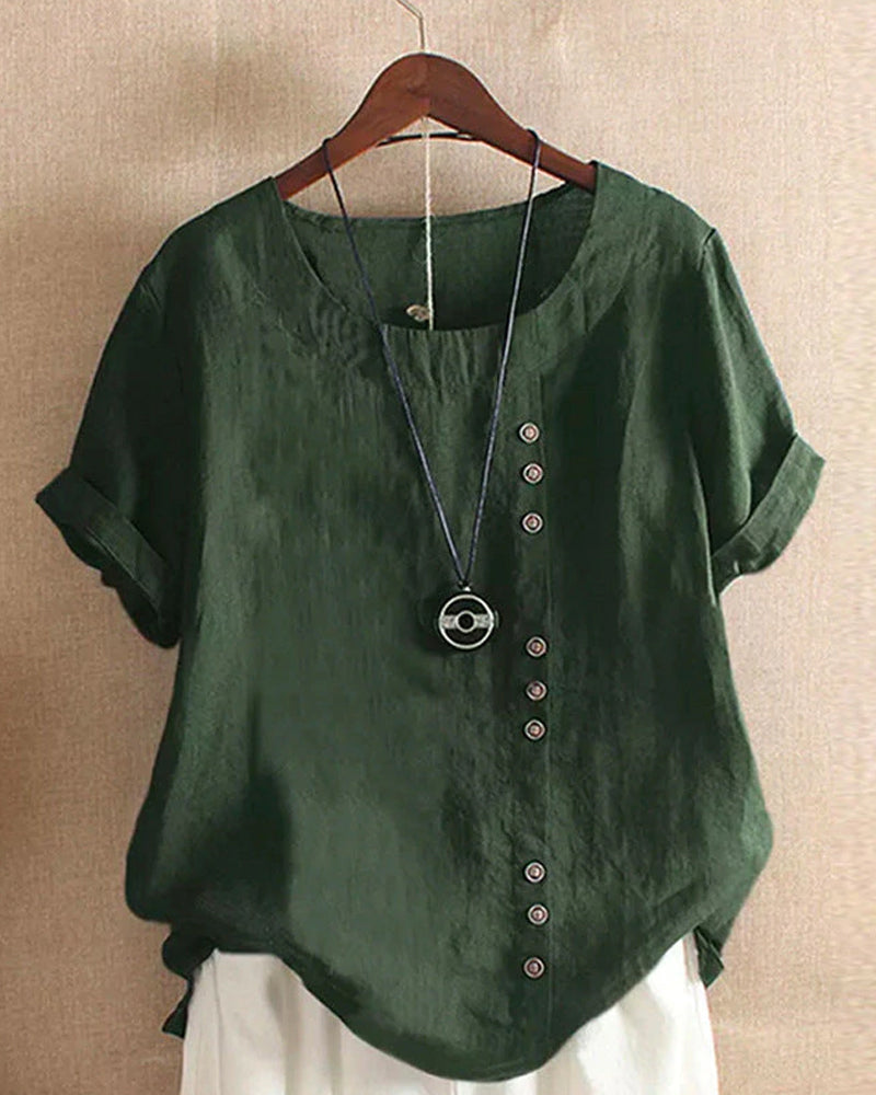 Plain T-Shirt with Short Sleeves and Round Neck – Samantha-Green-S-The Livary