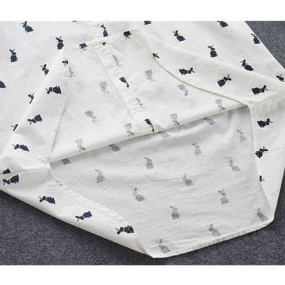 Playful shirt dress with rabbit print and lapel collar – Elina-S-Nora Luxe