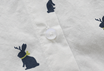 Playful shirt dress with rabbit print and lapel collar – Elina-S-Nora Luxe