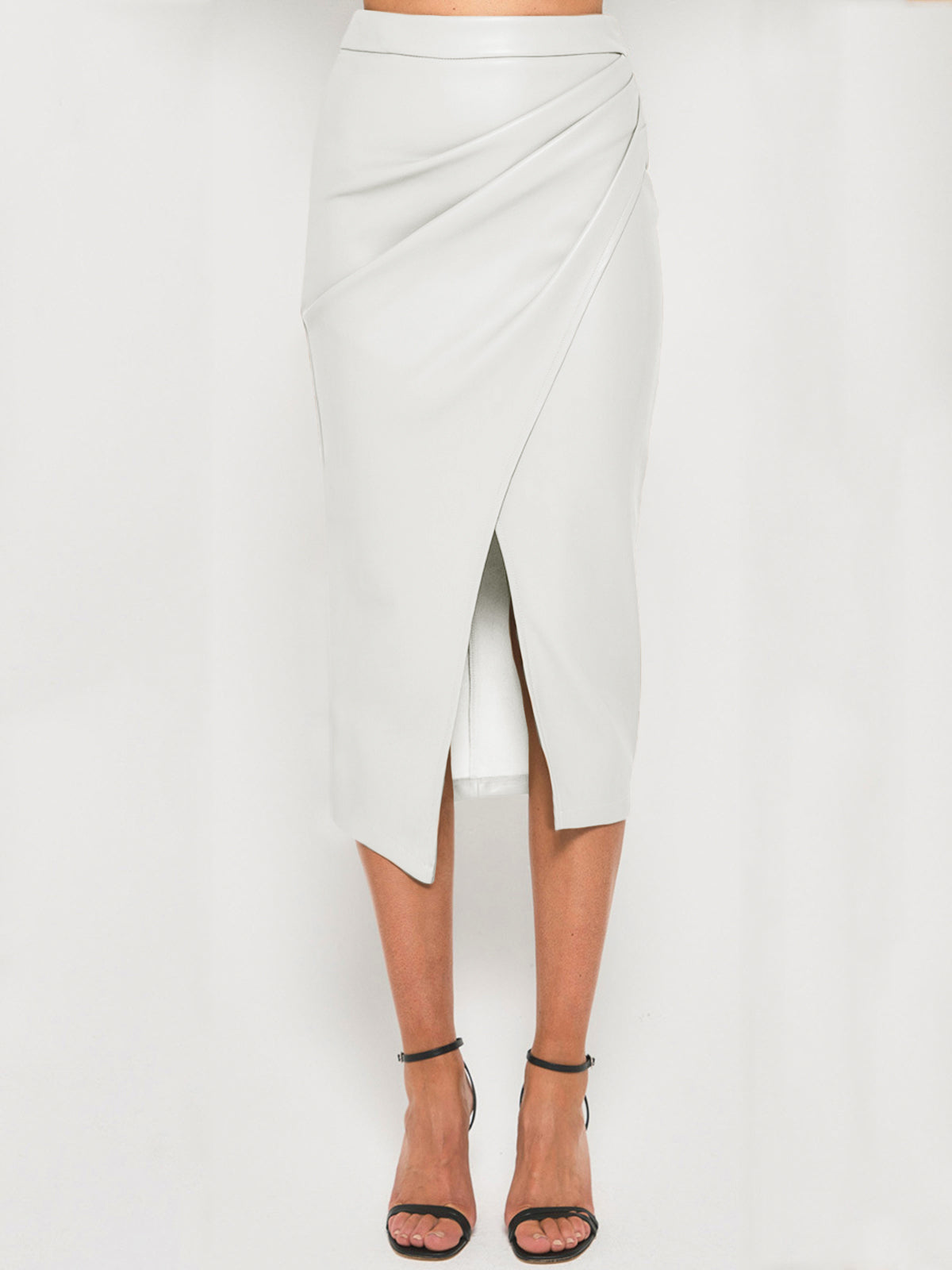 Faux Leather Flowy Pencil Skirt