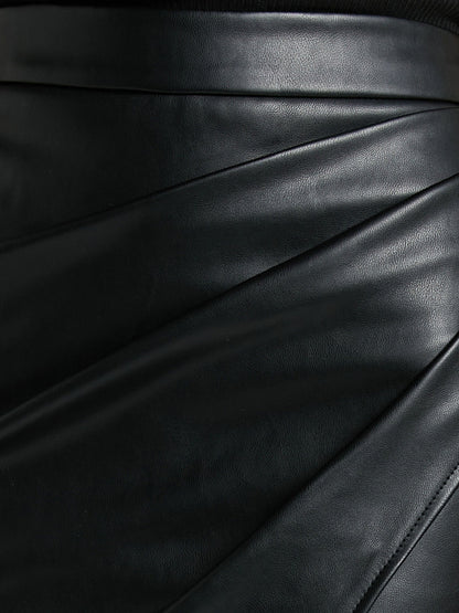 Faux Leather Flowy Pencil Skirt