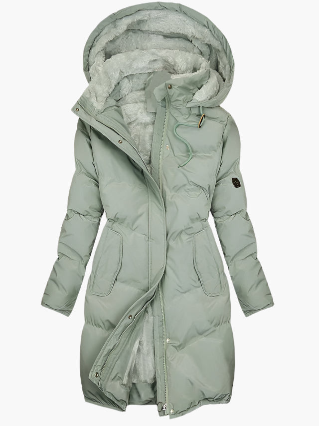 Warm Women's Parka Coat with Faux Fur Hood - Nocini