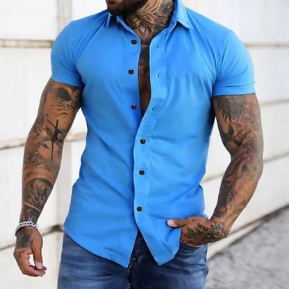 Simple Men's Short Sleeve Dress Shirt