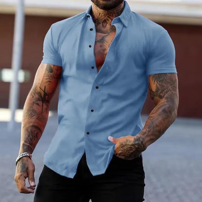 Simple Men's Short Sleeve Dress Shirt