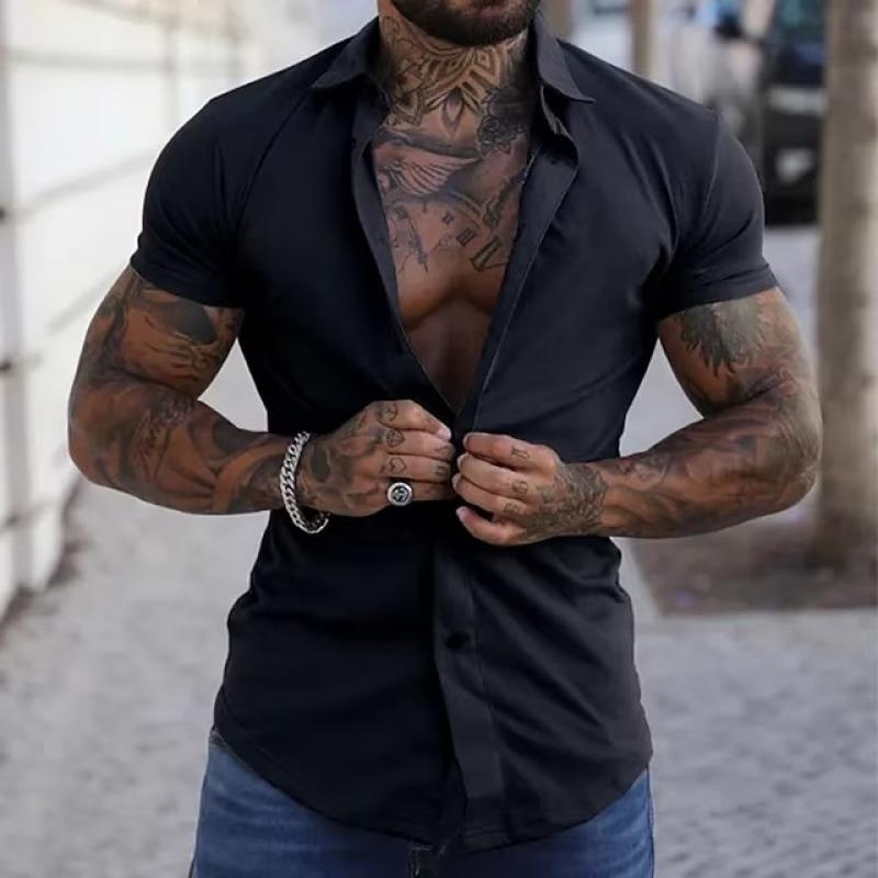 Simple Men's Short Sleeve Dress Shirt