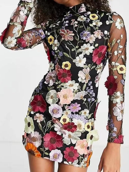 Chic Embroidered Short Sleeve Dress