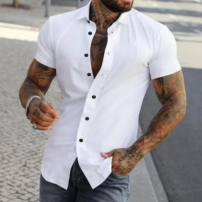 Simple Men's Short Sleeve Dress Shirt