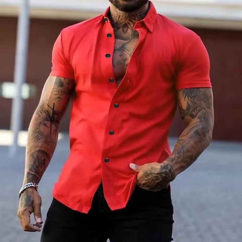 Simple Men's Short Sleeve Dress Shirt