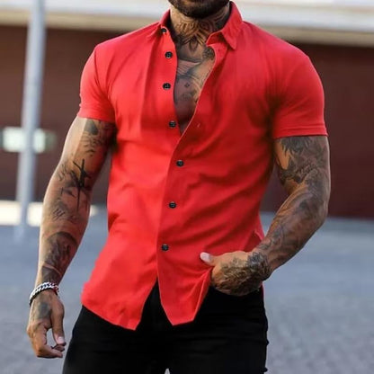 Simple Men's Short Sleeve Dress Shirt